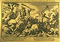 Caeneus in gevecht met centauren. Gravure uit een editie van Metamorphoses
