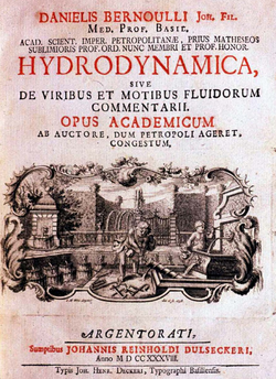 Daniel Bernoulli: Hydrodynamica sive de viribus et motibus fluidorum commentarii (1738)