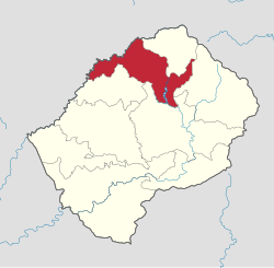 Map of Lesotho with the district highlighted