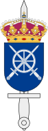 Till vänster Göta trängregementes vapen åren 1949–2007. Till höger Trängregementets vapen 2007–2020.