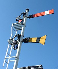 Orange and yellow railway flags