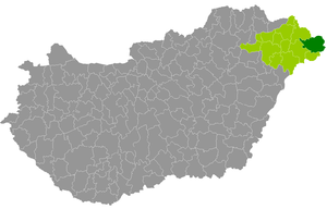 okres Fehérgyarmat na mapě Maďarska