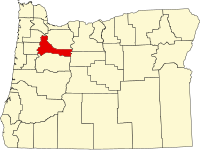Округ Меріон на мапі штату Орегон highlighting