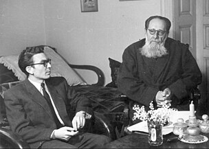 Mircea Zaciu şi Ion Agârbiceanu în 1962
