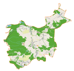 Mapa konturowa gminy Włodowice, blisko centrum na dole znajduje się punkt z opisem „Włodowice”