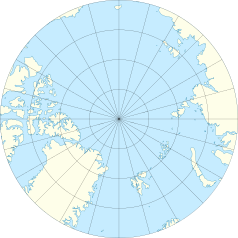 Mapa konturowa Arktyki, na dole znajduje się punkt z opisem „Port lotniczy Ny-Ålesund”
