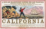 « Un nouveau superbe clipper partant pour San Francisco », publicité pour le voyage vers la Californie publiée à New York dans les années 1850.
