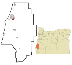 Location of Bunker Hill, Oregon