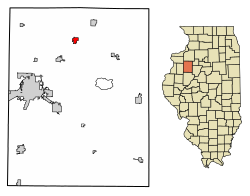 Location of Oneida in Knox County, Illinois.