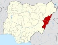 Location of Adamawa State in Nigeria