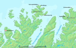 Térkép az Északi-fokkal, a Nordkinn-fokkal és Knivskjelloddennel