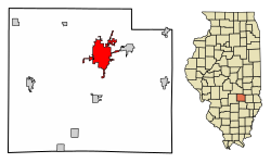 Location of Effingham in Effingham County, Illinois