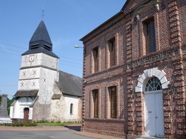 The school, town hall and church of Tortefontaine