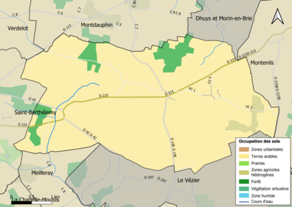 Carte des infrastructures et de l'occupation des sols en 2018 (CLC) de la commune.