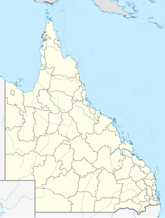 Mapa konturowa Queenslandu, blisko dolnej krawiędzi po prawej znajduje się punkt z opisem „Goondiwindi”