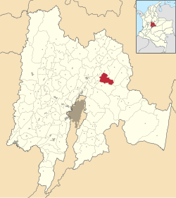 Location of the municipality and town inside Cundinamarca Department of Colombia