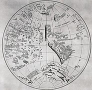 Représentation de l'Australie sur la mappemonde de Johann Schöner 1520 d'après son globe terrestre de 1515.