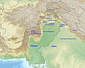 Beschriftete Reliefkarte Pakistans