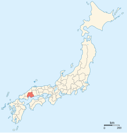 Map of Japanese provinces (1868) with Aki Province highlighted