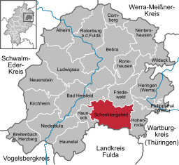 Läget för Schenklengsfeld i Landkreis Hersfeld-Rotenburg