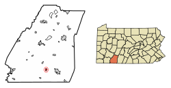 Location of Meyersdale in Somerset County, Pennsylvania.