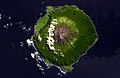 Satellite image of the Tristan da Cunha island.