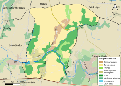 Carte des infrastructures et de l'occupation des sols en 2018 (CLC) de la commune.