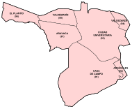 División en barrios del distrito de Moncloa-Aravaca.