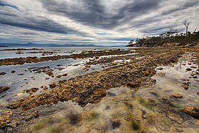 Vue sur Cemetery Bay à Bruny Island