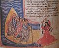 Míriam dansant després de la victòria de la mar Roja, al salteri de Chludov, s. IX