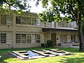 "FHS" carved in shrubbery at Ferriday High School