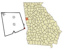 Location in Heard County and the state of Georgia