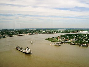 Die Mississippirivier naby New Orleans.