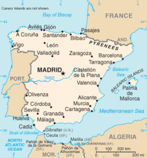 Kart over Spania