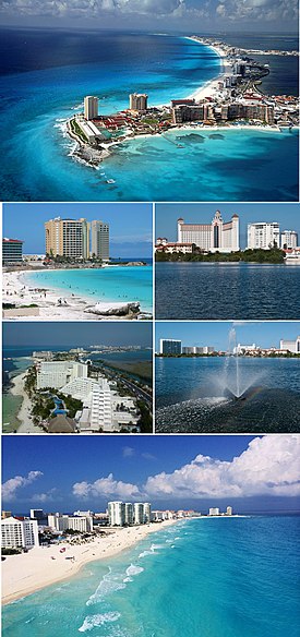 Vista aérea da praia de Cancun