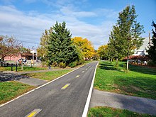 Two paved bike lanes extend into the distance