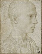 Étude d'un buste de jeune garçon à tête rasée, Gérard David mine d'argent, XVe siècle.