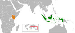 Map indicating locations of Indonesia and Kenya
