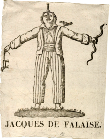 Gravure représentant un homme avalant un sabre en tenant des animaux.