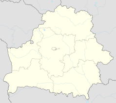 Mapa konturowa Białorusi, blisko lewej krawiędzi na dole znajduje się punkt z opisem „Kostycze”