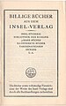 Billige Bücher aus dem Insel-Verlag mit einer Auflistung aller lieferbaren IB-Titel von 1914