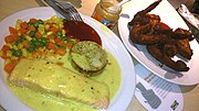 IKEAレストランの料理の例。サーモンつまり鮭（マレーシアの店舗）