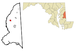 Location of Ridgely, Maryland