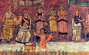 Sinagoga de Dura Europos: Moisés salvado del Nilo.