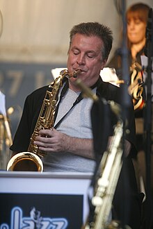 Gary Barnacle playing with Big Band at Rochester Castle in 2011