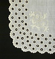 Detail of handkerchief in button-hole embroidery. Germany or Switzerland, 19th century.[12]