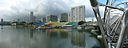 ☎∈ The Float@Marina Bay viewed from the Helix Bridge.