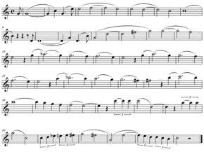 musical score showing long phrase, covering 41 bars or measures