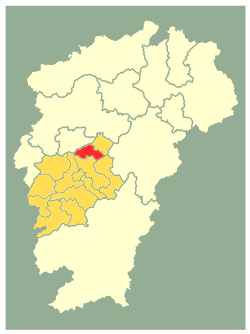 吉安市中の峡江県の位置