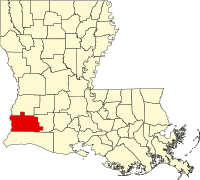 Map of Louisiana highlighting Calcasieu Parish
